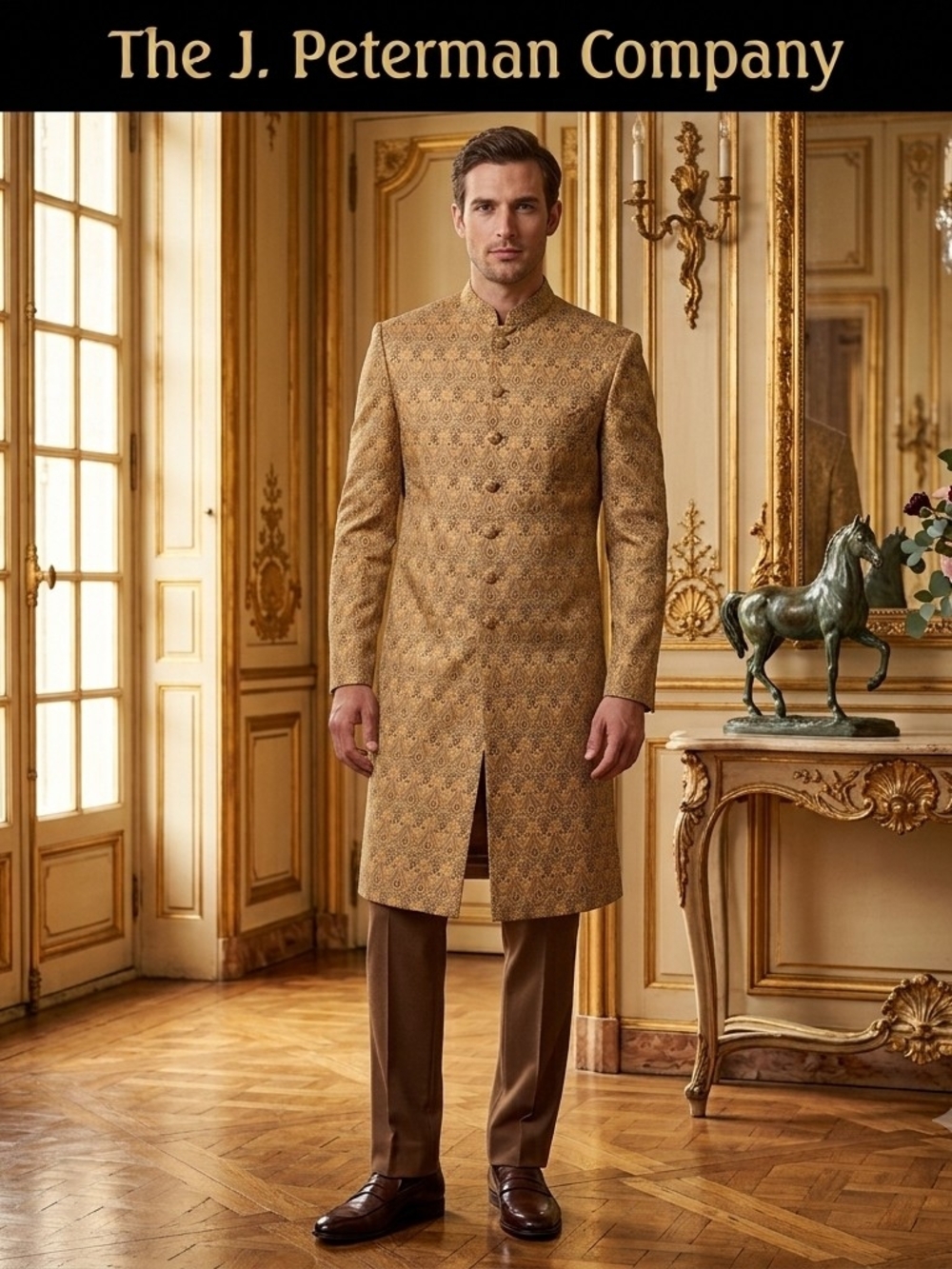 J. Peterman Gold Brocade Nehru Coat